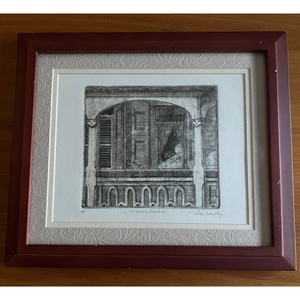 Roland Richardson Grandmother Mamie Mahto 1973 Signed AP Etching Framed